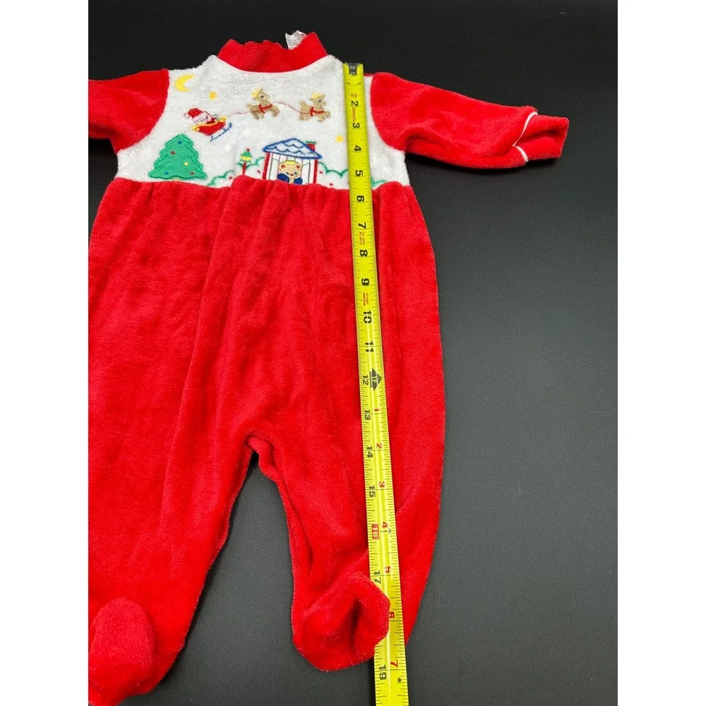 Vintage Little Me Christmas Santa Reindeer Footed Pajamas‎ One Piece Outfit